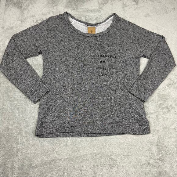good hYOUman Women Gray Long Sleeve "Thankful For This Life" Graphic Sweatshirt - Picture 2 of 11